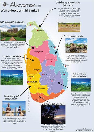 mapa Sri Lanka lugares de interés