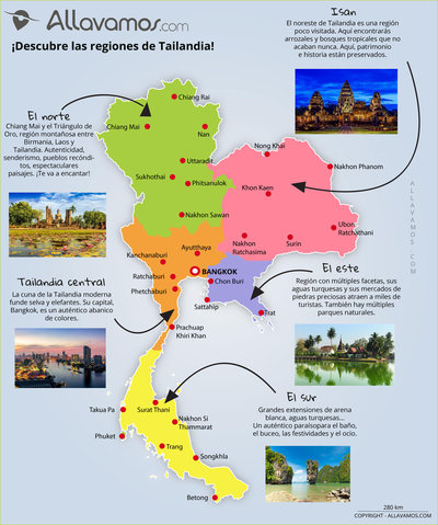 mapa Tailandia lugares de interés