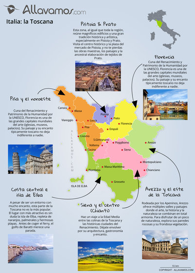 mapa Toscana lugares de interés