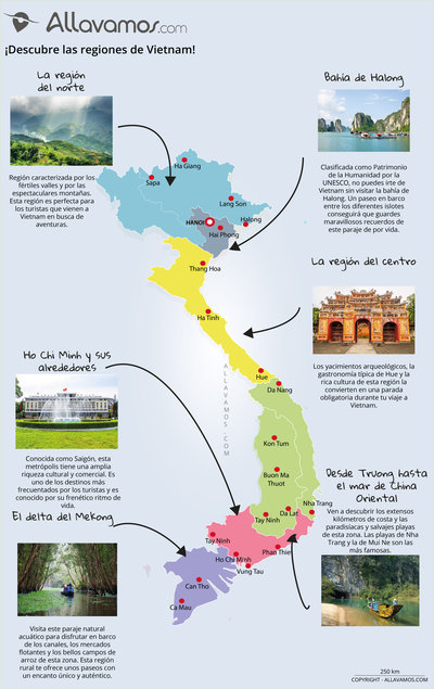 Carte des régions VIETNAM